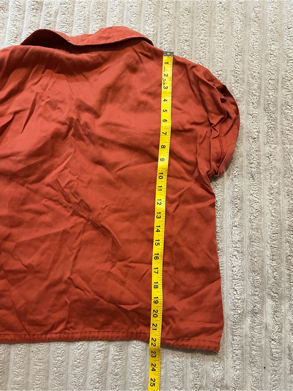 Rust Short-Sleeve Button Front Utility Blouse - Picture 10 of 10